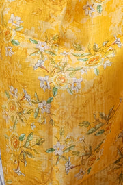 Mustard Linen Dupatta with Delicate Digital Floral Print for Graceful Ethnic Elegance